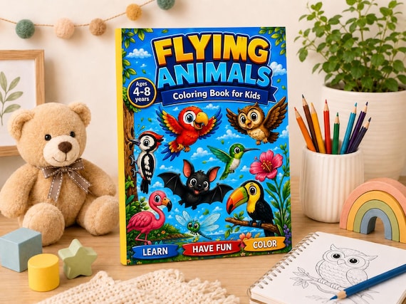 Flying Animals Coloring Book for Kids | Printable Coloring Book Kids | Animal Coloring Books Kids Ages 4-8 | 26 Coloring Pages PDF