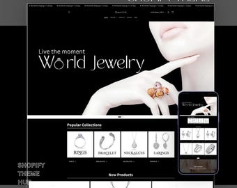 Luxury Jewelry Shopify Theme | Minimal Ring Necklace Store Template Digital Download