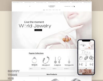 Luxury Minimal Jewelry Shopify Theme | Ring Necklace Store Website Template Digital Download
