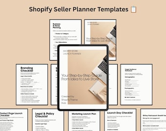 Shopify Store Launch Planner, Ecommerce Business Setup Workbook (Canva Template)