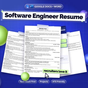 Software Engineer Resume Template 2027, IT Resume Google Docs, Developer Resume Word, Tech Resume, Programmer, Coding Resume, ATS Friendly