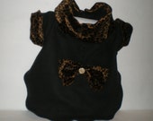 Dog Coat, Onyx Cheetah Dog Coat, Black Fleece Fur and Cheetah Print Coat, Warm Coat