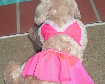 Dog Bikini, Hot Pink Lace, Summer Swim Wear