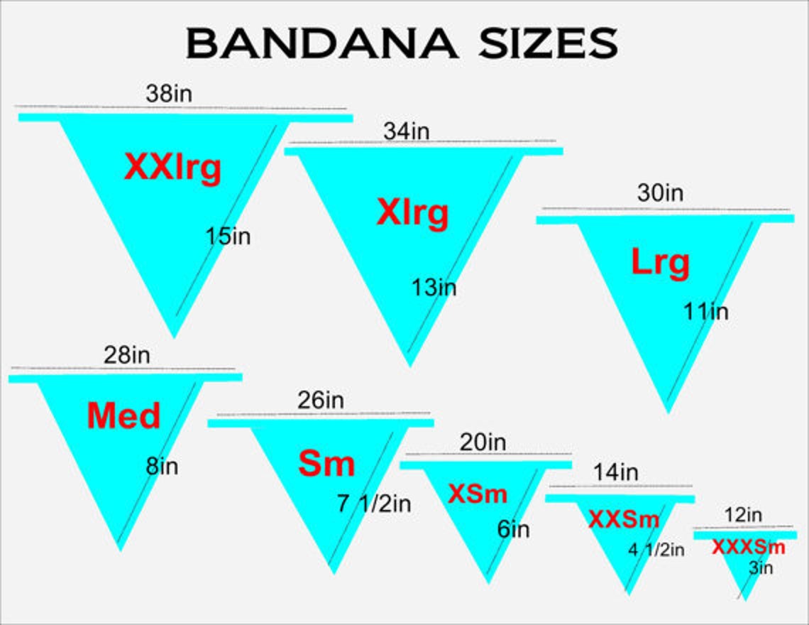 BANDANA SIZING CHART Etsy