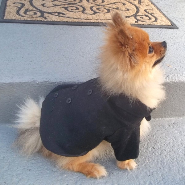 Dog Coat, Dog Pea Coat, Pet coat, Dog Clothes, Double Breasted Pea Coat, Wool Blend Coat