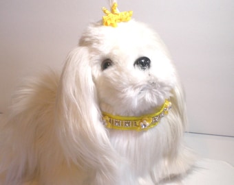 Dog collar, Pet collar, Dog yellow collar, Dog flower collar