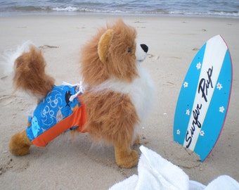 Dog Swim Trunks, Under the Sea Print, Cotton Beach Wear