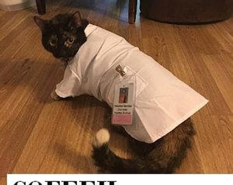 dog white coat, pet white coat, dog costume, pet costume, dog lab coat