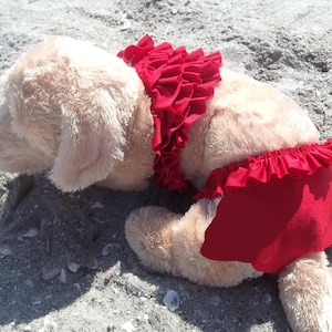 DOG BIKINI, Dog Ruffle Red Tankini, Dog swim wear, Summer beach clothes