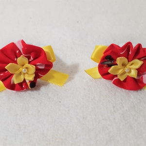 Dog hair pins, dog bows, red dog hair pins, hair bows for pets