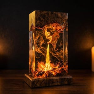 Fire Breath Dragon Resin Lamp, Dragon Night Light, Fantasy Dragon Decor, Unique Gift for Him, Dragon Lover Gift,Birthday Gift,Christmas Gift