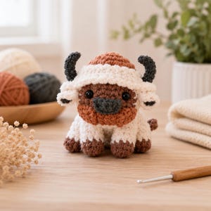 Fluffy Horned Monster Crochet Pattern, Cute Fantasy Animal Amigurumi PDF, Plush Creature Crochet Pattern, Digital Download