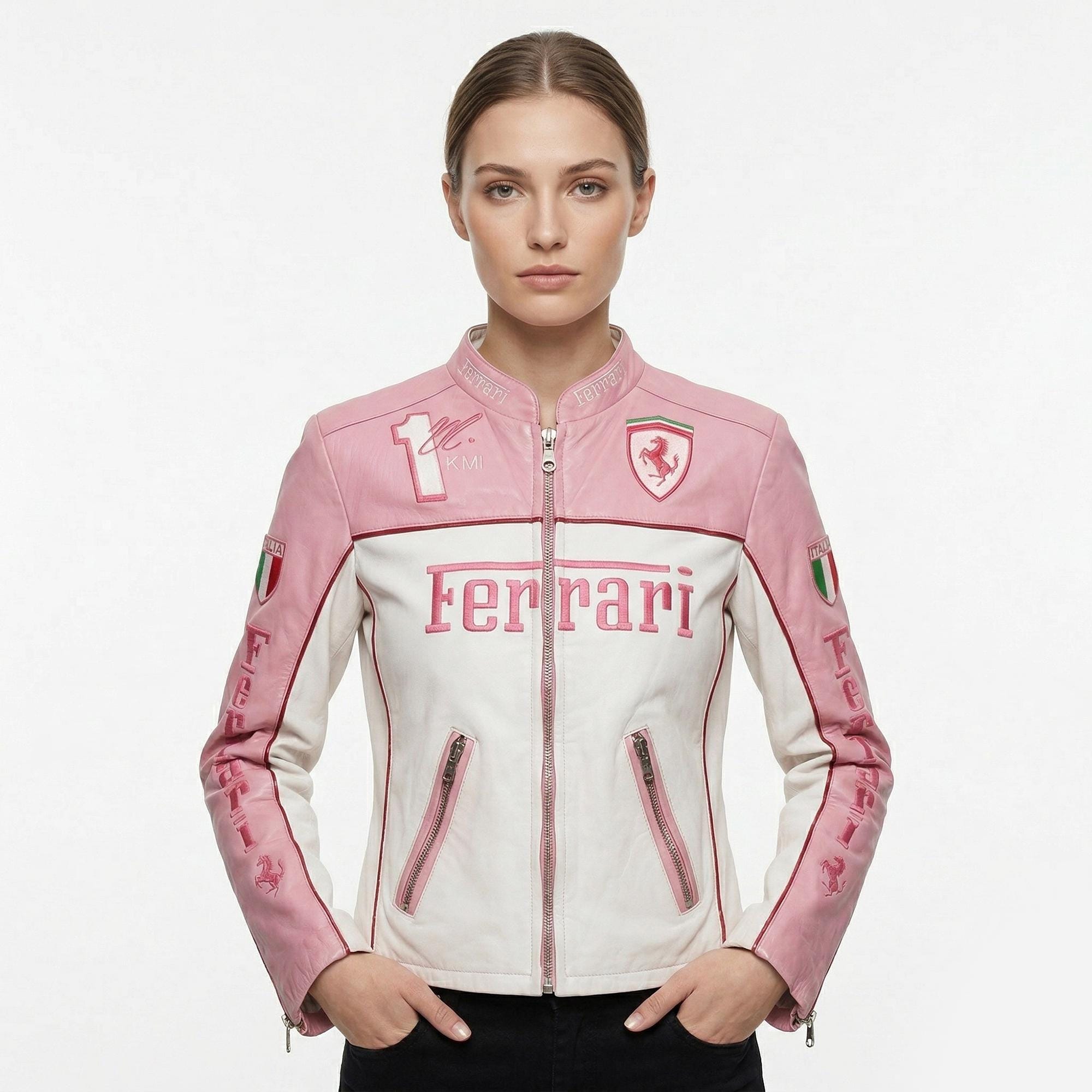 Ferrari フェラーリ レザージャケット 未使用 M ピンク×ホワイト Ferrari jacket pink - Etsy 日本