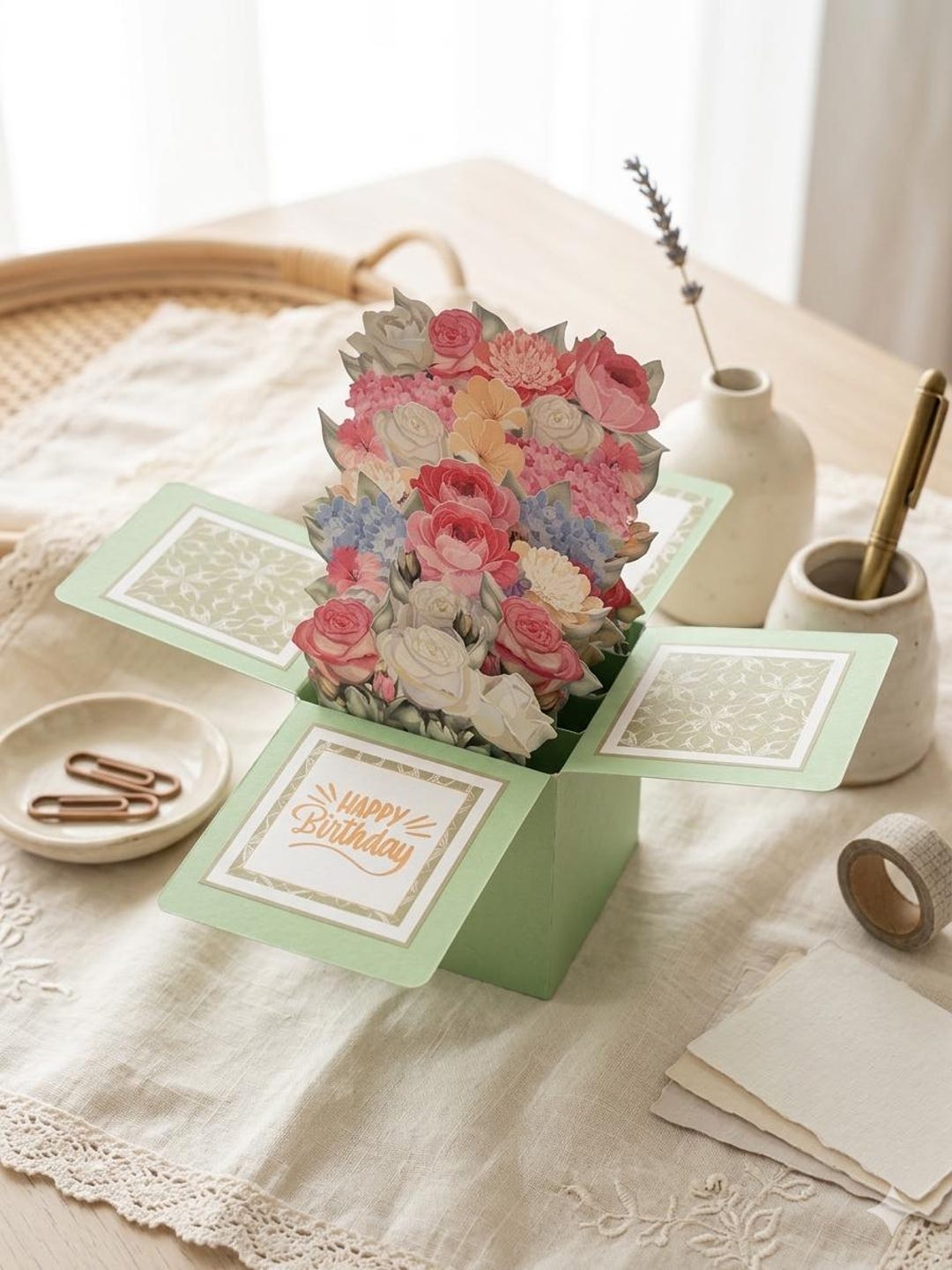 Mixed Floral 3D Pop up Birthday Card | Personalised Luxury Gift ...