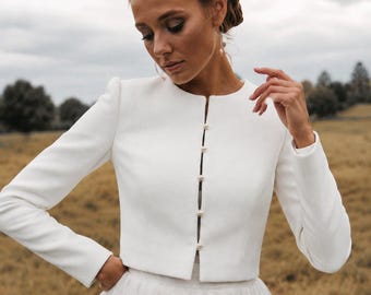 Wedding shrug white wool cape bridal cover up long sleeve topper warm bride coat elegant cashmere blazer wedding outerwear for dress