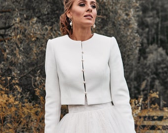 Cream short jacket for wedding Outlet