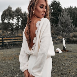 Bridal wrap sweater, Wedding stole, Sweater for bride, Shoulder cover up, Bridal cape, White lace bolero shrug, Wedding cardigan