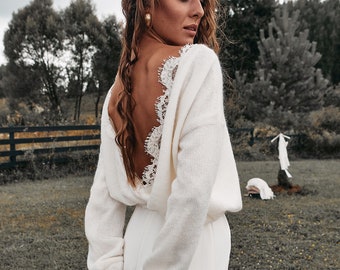 Bridal wrap sweater, Wedding stole, Sweater for bride, Shoulder cover up, Bridal cape, White lace bolero shrug, Wedding cardigan