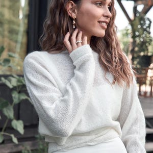Bridal top white wedding cape bride wrap cardigan ivory mohair sweater shrug bridal jacket for wedding dress pullover ivory wedding cover up
