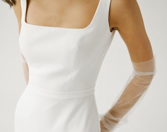 Modern bridal dress, matte crepe bridal dress, sophisticated  wedding dress, minimalistic dress for bride, ivory simple wedding dress
