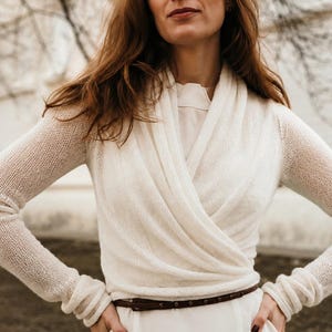 Chaqueta nupcial de punto, chaqueta cruzada de ballet, bolero nupcial, abrigo nupcial cruzado, top nupcial de punto, chal de bailarina nupcial, suéter nupcial, chal