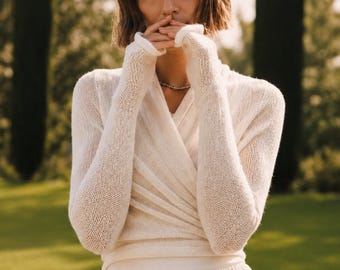 Bridal Wrap Top Ivory Bridal Cover Up Ballet Wrap Sweater Mohair Wedding Cardigan