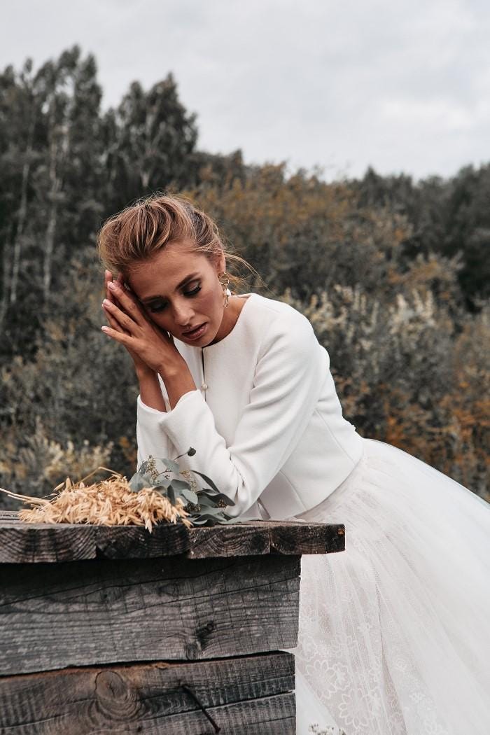 新作モデル Bridal Coat, Wedding Cashmere Jacket, Ecru Jacket for Bride Clothing