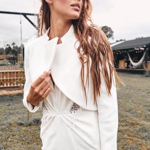 Wedding bolero jacket, Shrug bolero top, Bridal cape, Wedding coat, White cover up, Dress shrug for wedding, Bridal wrap, Wool cashmere coat
