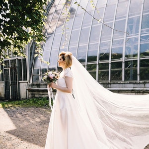 Voile de tulle doux, voile soyeux, voile de ballet, voile de waitz, voile de chapelle, voile de cathédrale, valse, voile de bohème, voile simple, voile de Meghan Markle image 4