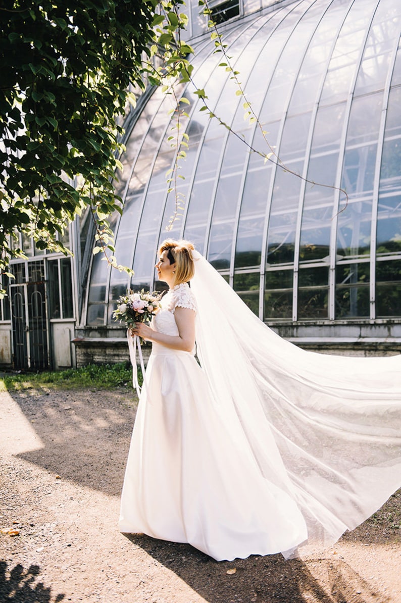 Voile de tulle doux, voile soyeux, voile de ballet, voile de waitz, voile de chapelle, voile de cathédrale, valse, voile de bohème, voile simple, voile de Meghan Markle image 4