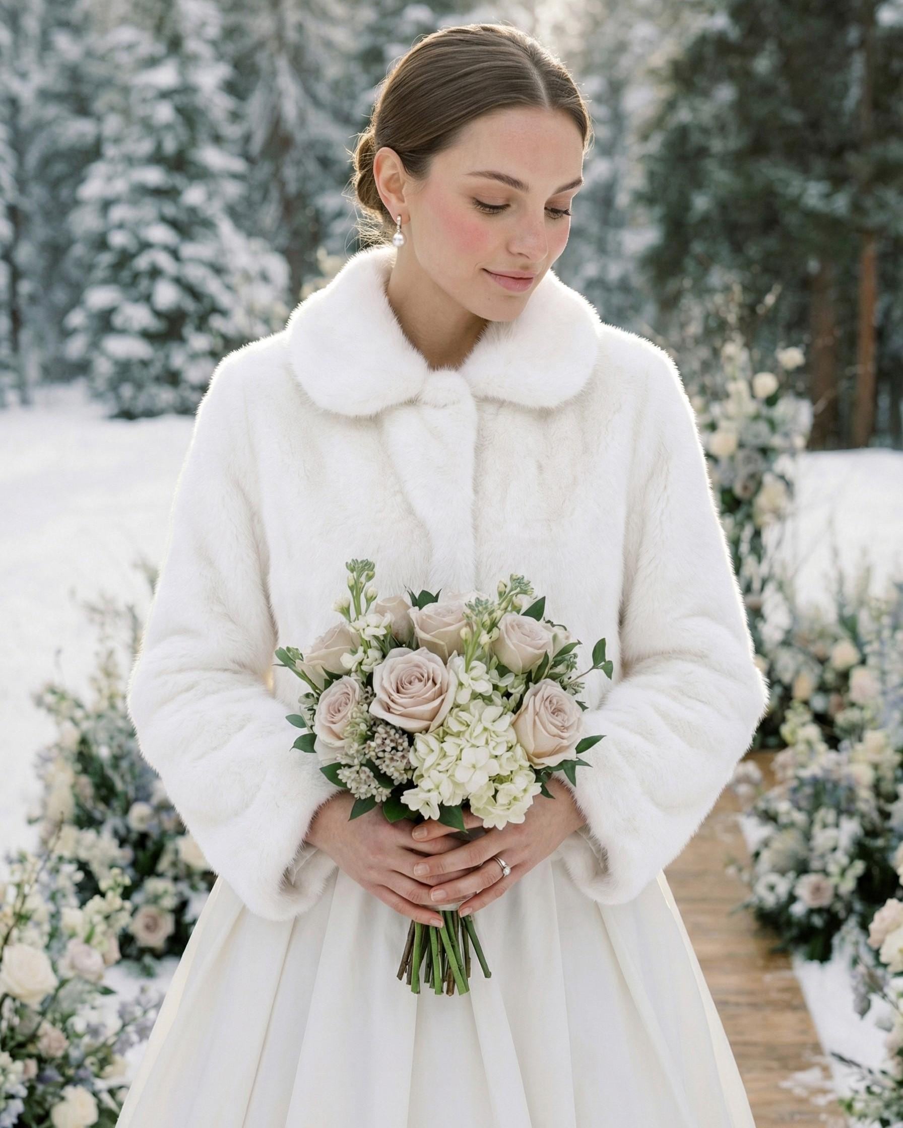 bella maids bridesmaid dresses Elegant Winter Wedding Fur Wrap SG1001