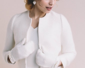 Bridal coat, Wedding cashmere jacket, Ecru jacket for bride, bridal bolero, Bridal wool jacket, White wool jacket, Fall wedding, jacket for