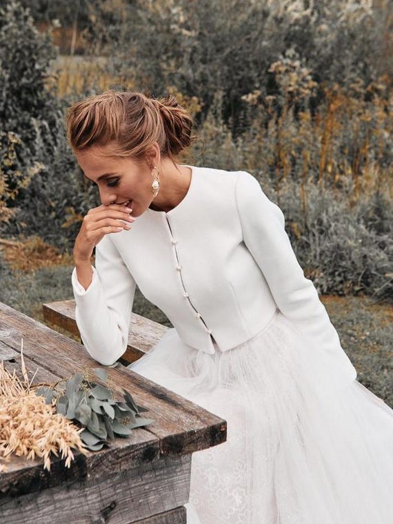 インポート・海外人気ブランド Coat, Bridal Wedding Bride for Jacket Ecru Jacket, Cashmere Clothing