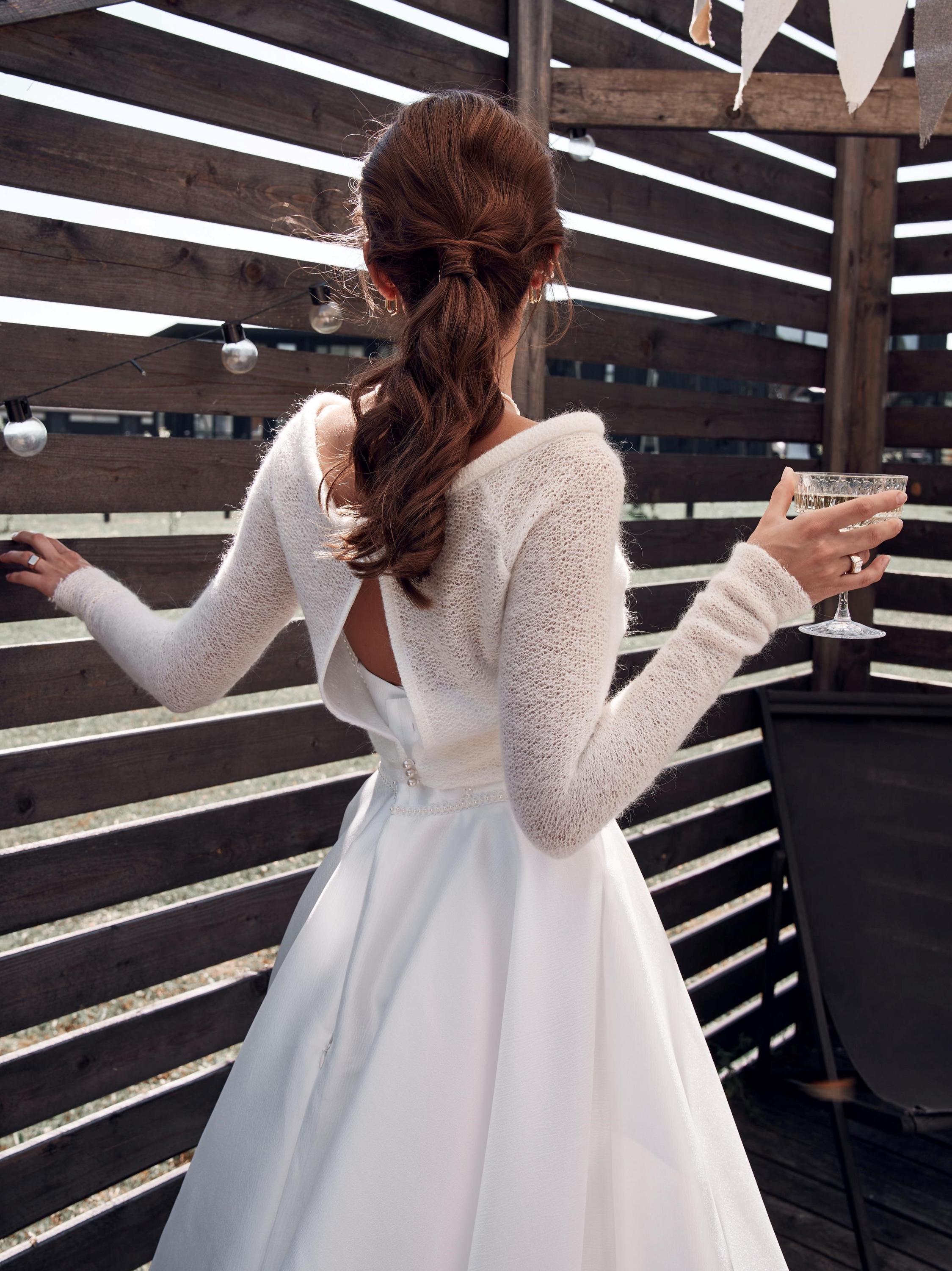 ivory shrugs and boleros for evening dresses Bridal Shrug Bolero Wedding Dress Topper Mohair Sweater Bridal Cardigan Knit Wedding Shrug Bridal Top Long Sleeve Bolero Wedding Cape YGroup_5layertutu