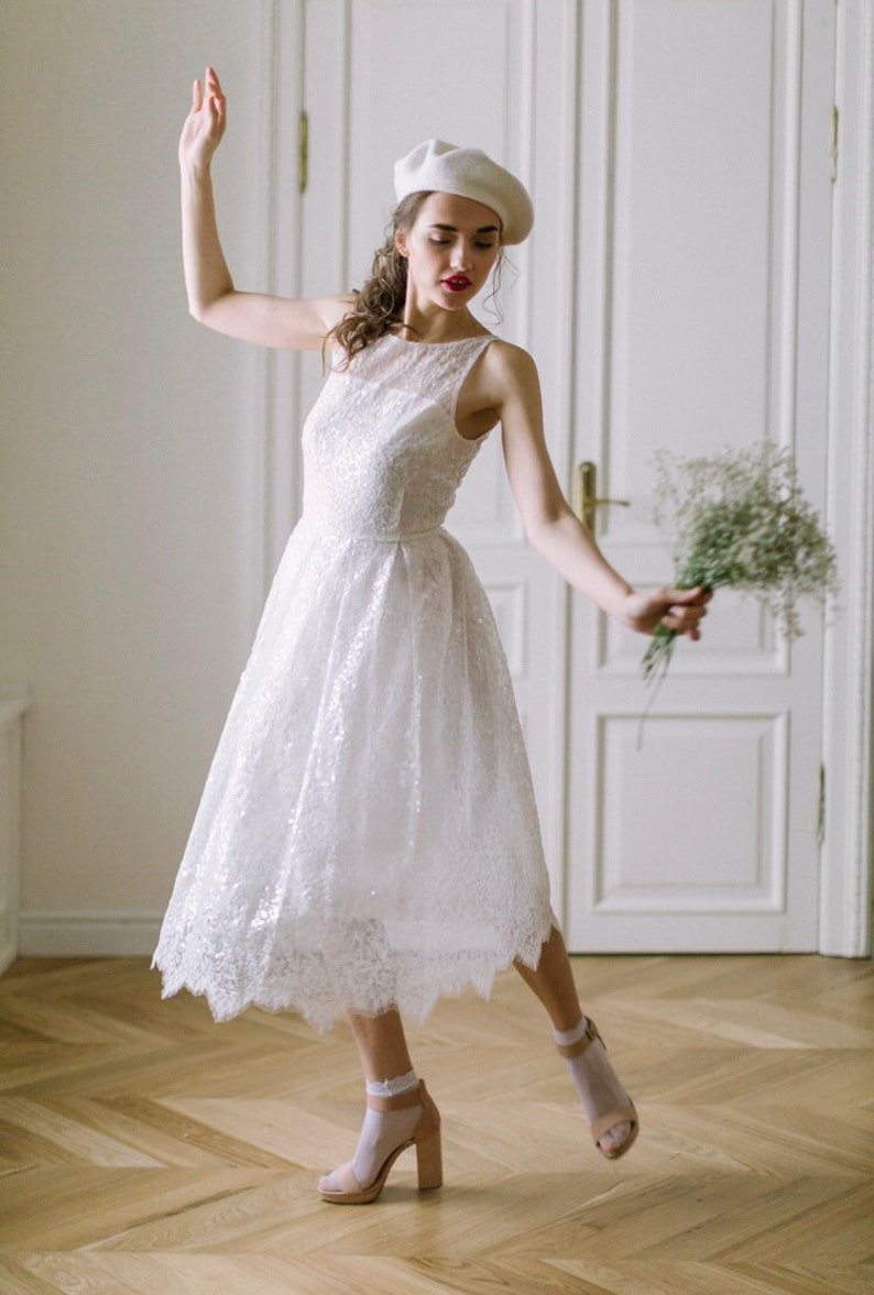 Short Bridal Dress Short Wedding Dress Retro Wedding Dress Etsy