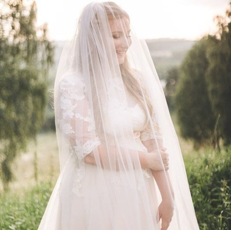 Voile de tulle doux, voile soyeux, voile de ballet, voile de waitz, voile de chapelle, voile de cathédrale, valse, voile de bohème, voile simple, voile de Meghan Markle image 1