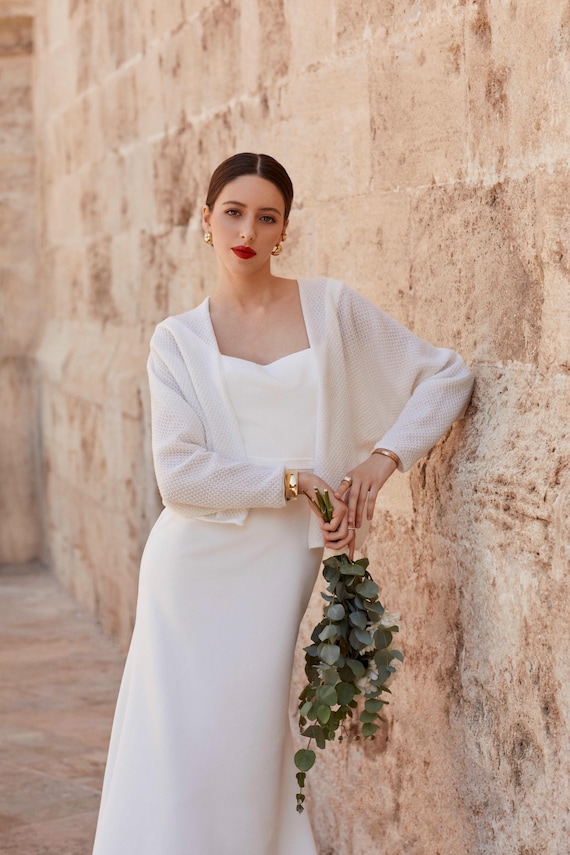 Bridal Cover Up Wedding Dress Topper White Cardigan for Dress Evening Jacket Wedding Shawl Bride Summer Bolero Wedding Dress Shrug Bride Top
