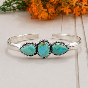 Kingman turkos manschettarmband i sterlingsilver, bohemiska västerländska hantverkssmycken