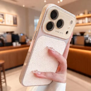 Luxury Litchi Leather iPhone Case with Glass Window, Shockproof Armor Bumper Cover