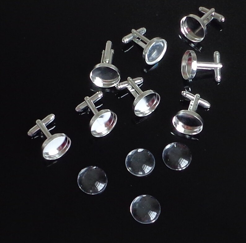 Combo 16mm 24 Pc Round Silver Platted Bezel Image 0