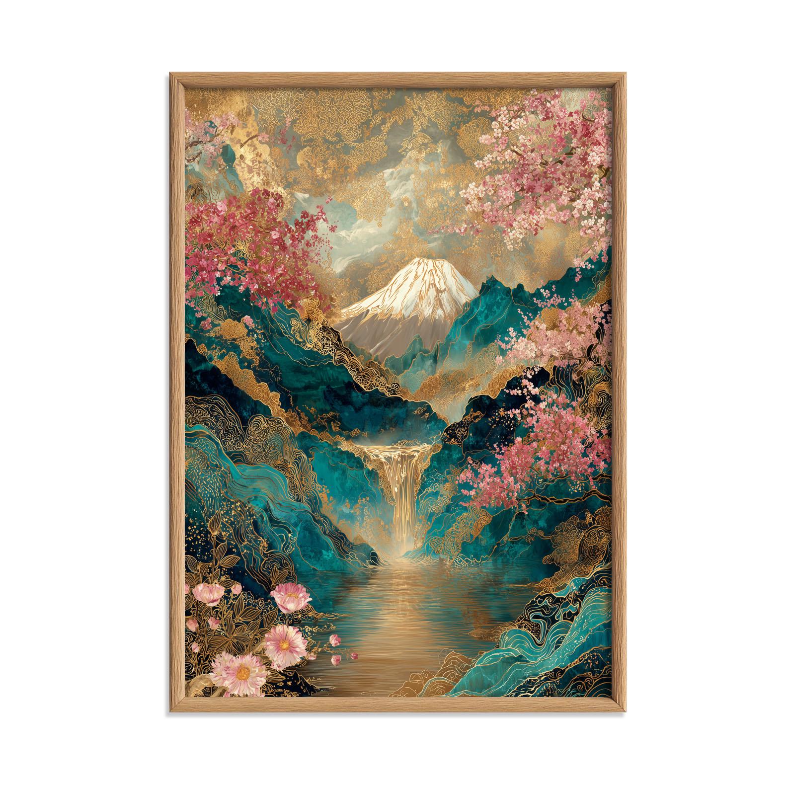 Mount Fuji Cherry Blossom Wall Art Print, Japanese Landscape Poster ...