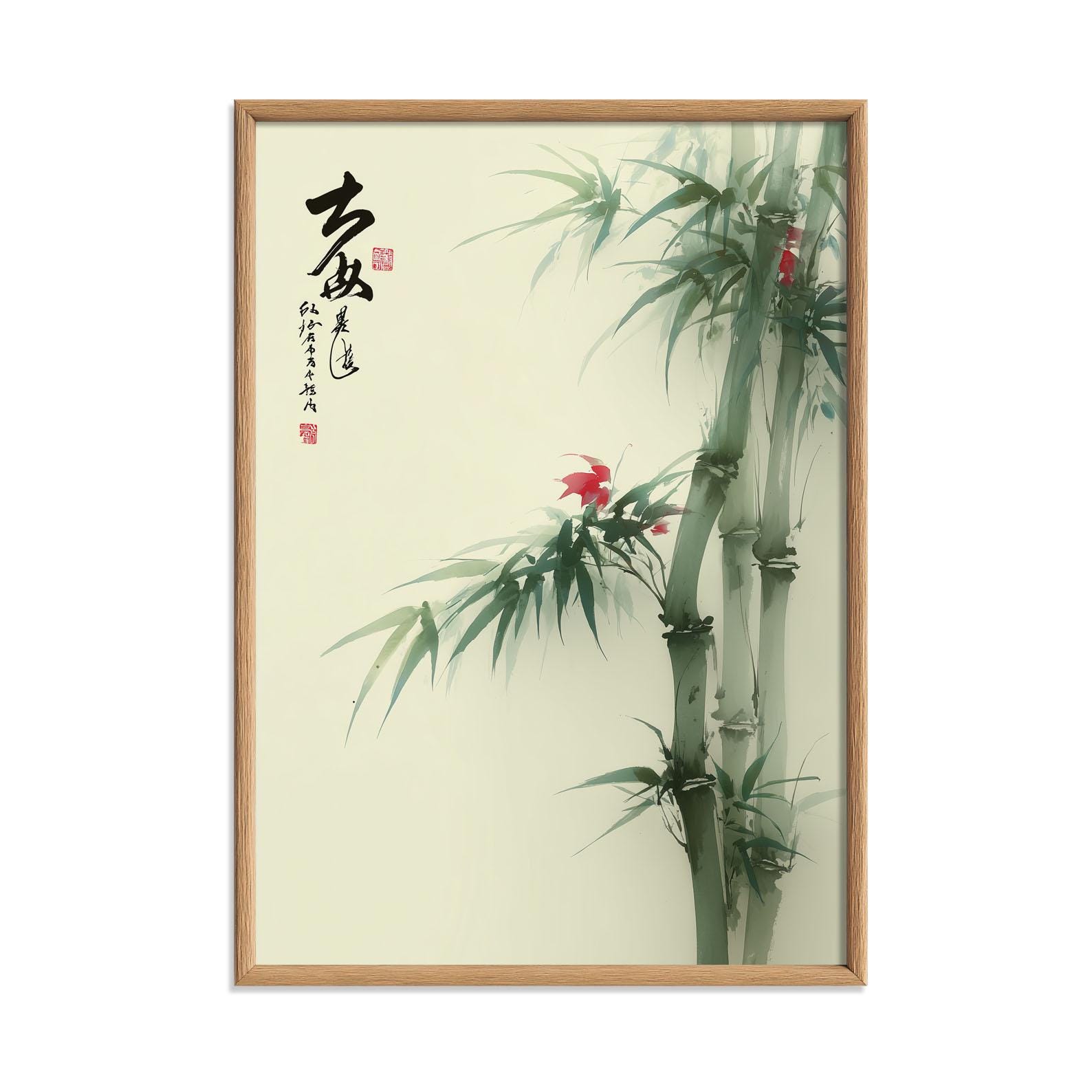 Japanese Bamboo Wall Art Print, Minimalist Ink Wash Poster, Botanical ...