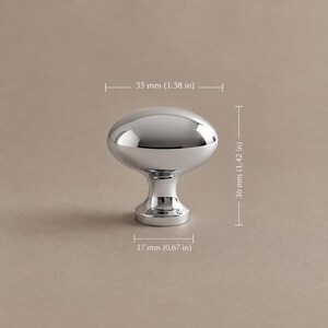 Solid Brass Hammered Oval Cabinet Knobs, Polished Brass or Chrome 2100 — 1.38 in / 35 mm — Chrome Brass