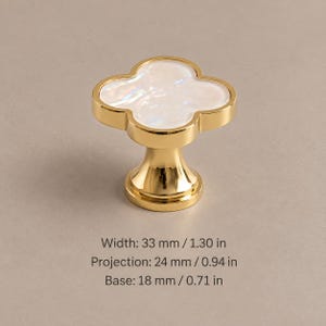 Solid Brass Clover Cabinet Knobs with Decorative Inlays, Gold or Chrome L0086 — PVD Gold Gold-BKY