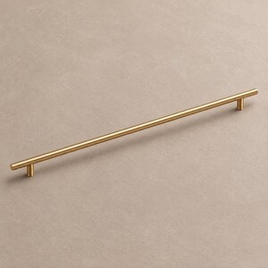 Extra-Long Solid Brass Cabinet Pulls in Brushed Brass for Wardrobes
