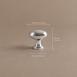 Solid Brass Hammered Oval Cabinet Knobs, Polished Brass or Chrome 1283 — 1.10 in / 28 mm — Chrome Brass