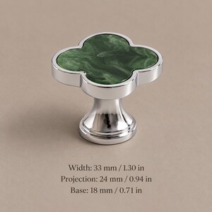 Solid Brass Clover Cabinet Knobs with Decorative Inlays, Gold or Chrome L0086-Chrome-STQ
