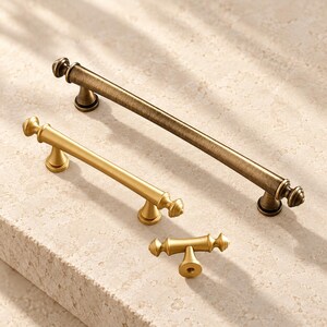 Solid Brass T Bar Cabinet Pulls and Knobs, Modern Furniture Hardware