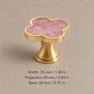 Solid Brass Clover Cabinet Knobs with Decorative Inlays, Gold or Chrome L0086-Brushed Brass-ZYF