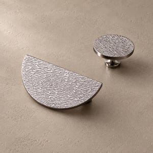 Chrome Cabinet Pull and Round Knob, Solid Brass Modern Hardware
